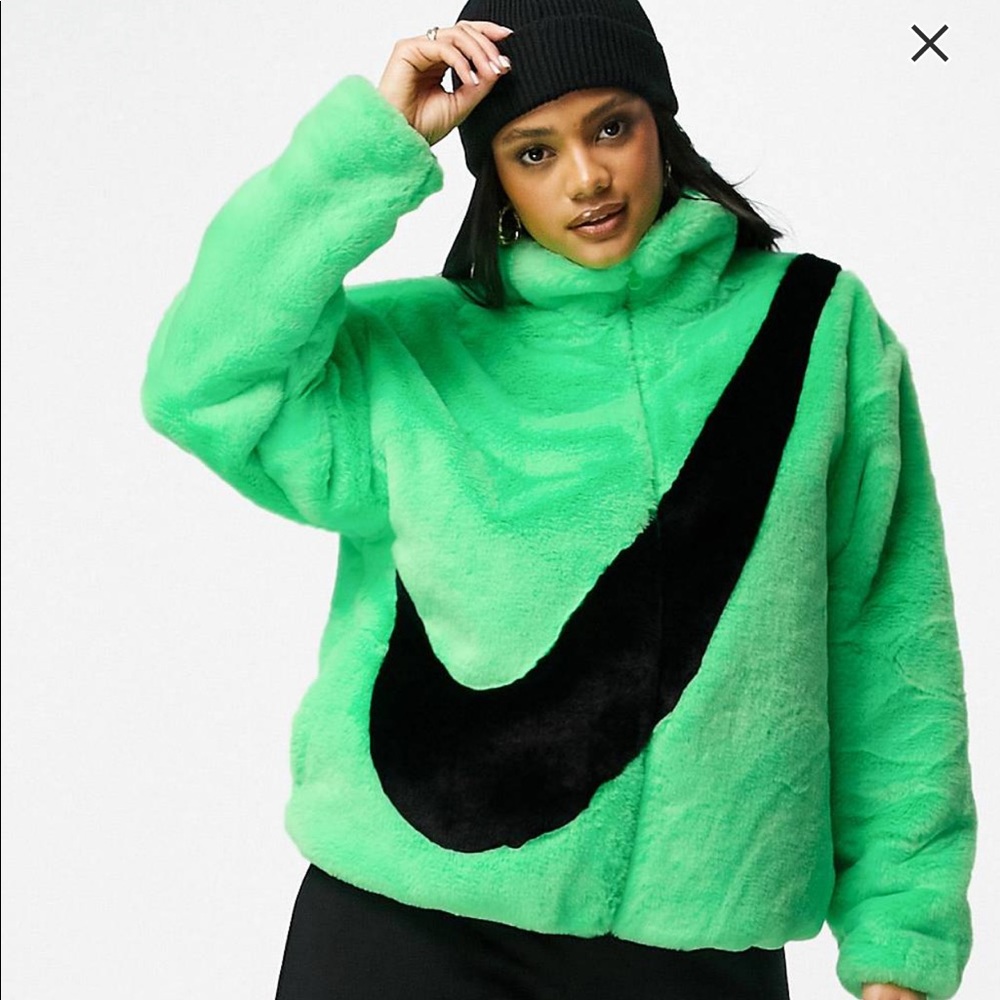 Nike Swoosh faux fur coat